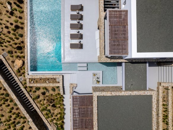 Villa Ariadne’s Mitos from above in Elia Mykonos